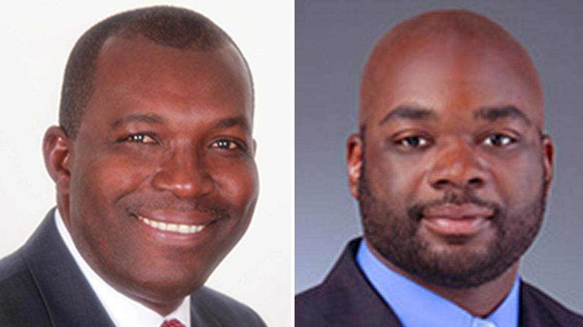 North Miami Mayor Philippe Bien-Aime, left, will face former city clerk Michael Etienne for the mayor’s seat in a May 11 election.