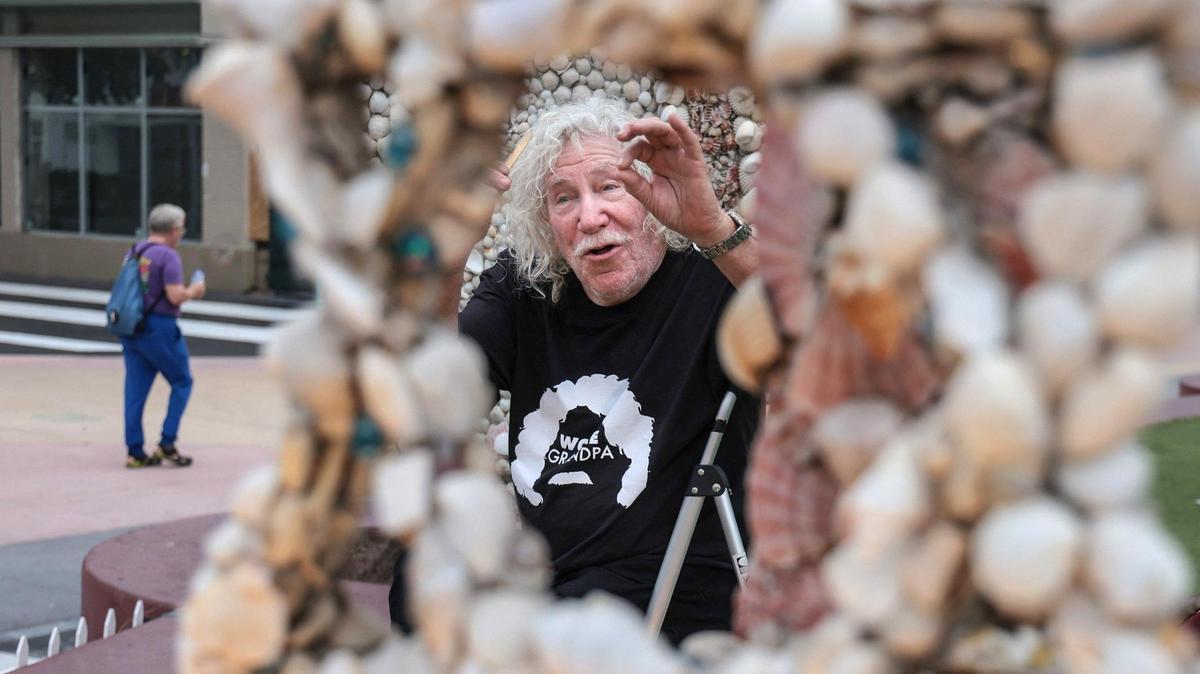 Roger Abramson, 91, created a menorah and dreidel out of seashells which would be displayed on Lincoln Road every year during Hanukkah. The menorah is now likely to have to be completely rebuilt after being damaged in storage. 