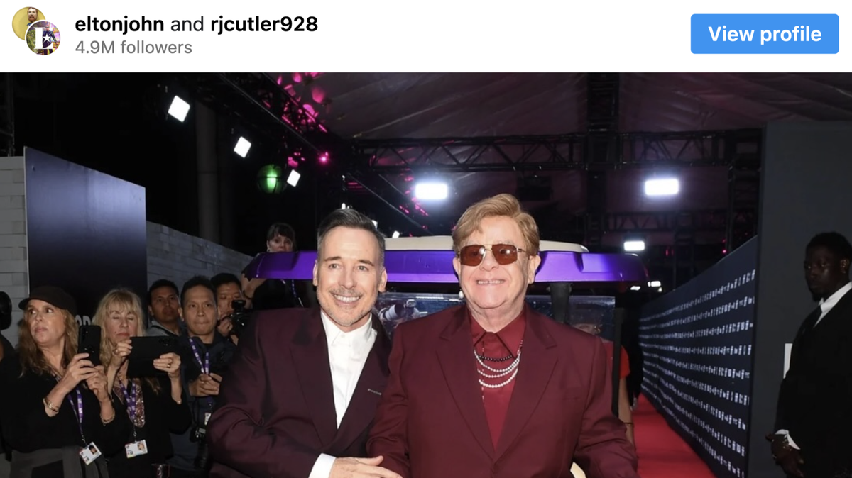 Elton John and his husband at TIFF.