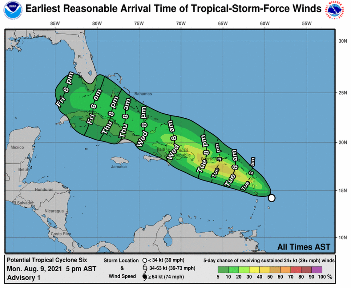 If potential tropical cyclone six stays on its latest projected track, Florida could feel some gusty winds starting Friday mid-morning.