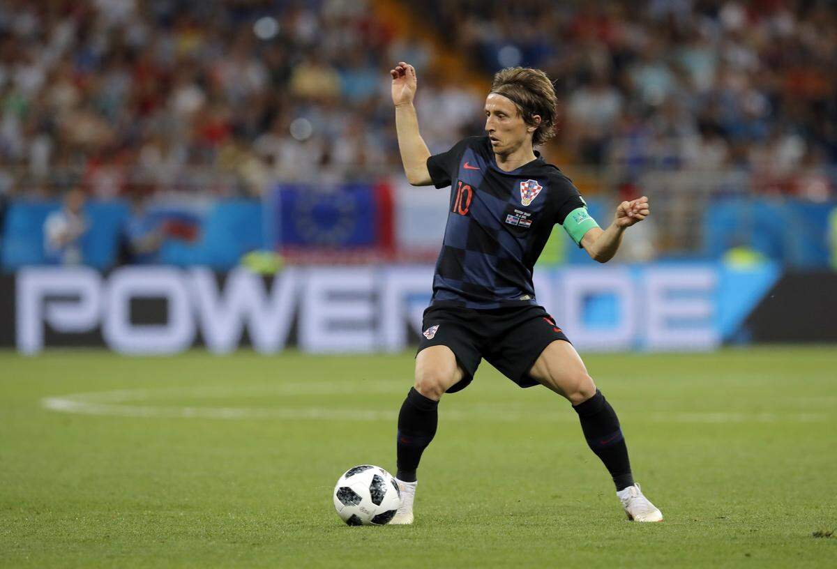 Croatia's Luka Modric controls the ball during the group D match between Iceland and Croatia, at the 2018 soccer World Cup in the Rostov Arena in Rostov-on-Don, Russia, Tuesday, June 26, 2018.