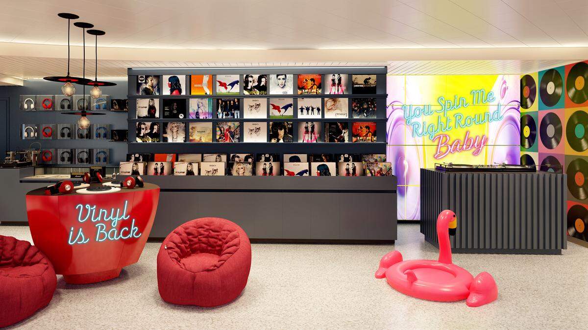 Voyage Vinyl, the ship’s on-board record store, will have listening stations, record collections and a performance spot for live DJ sets.