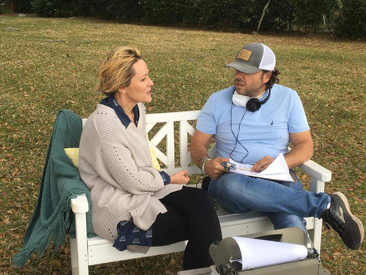 Mary Stuart Masterson and director/writer Damian Romay on the set of “Isle of Hope” in Savannah, Ga. 