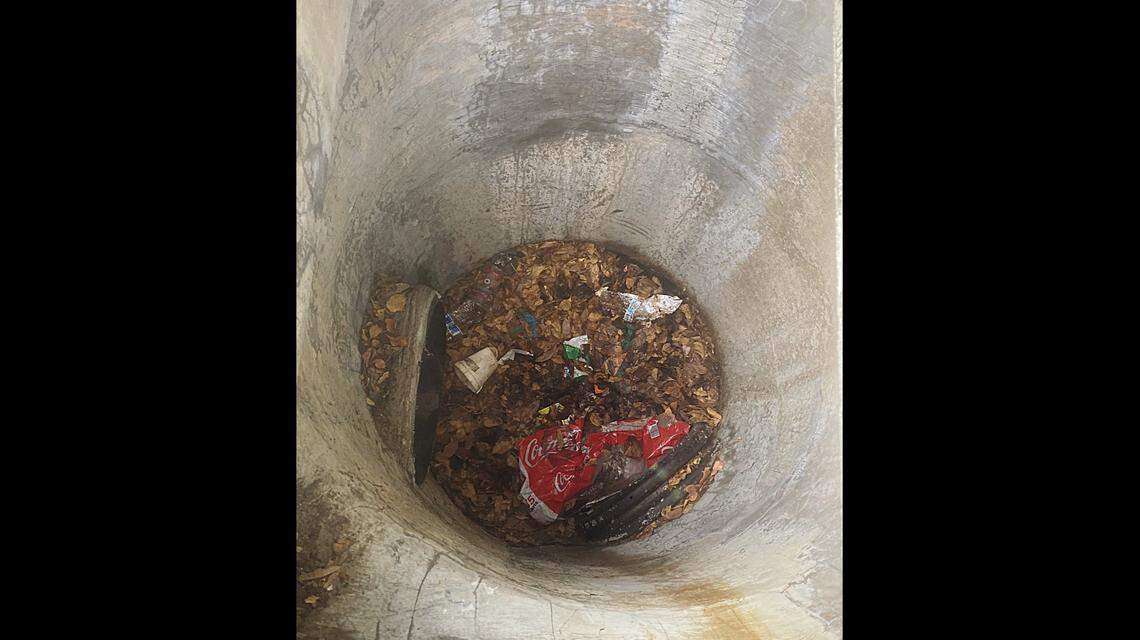 Pictured is the drain a naked woman was found in Tuesday in Delray Beach.