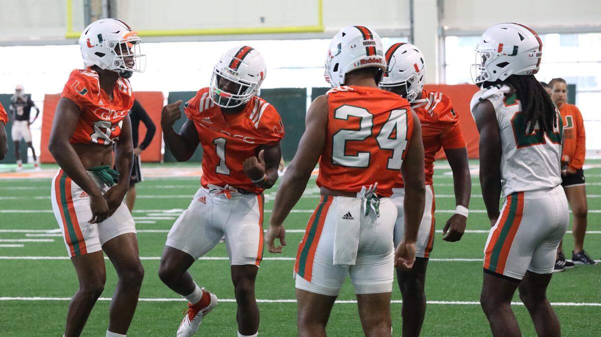 Miami Hurricanes players practiced for the first time Friday inside the $36 million Carol Soffer Football Indoor Practice Facility.