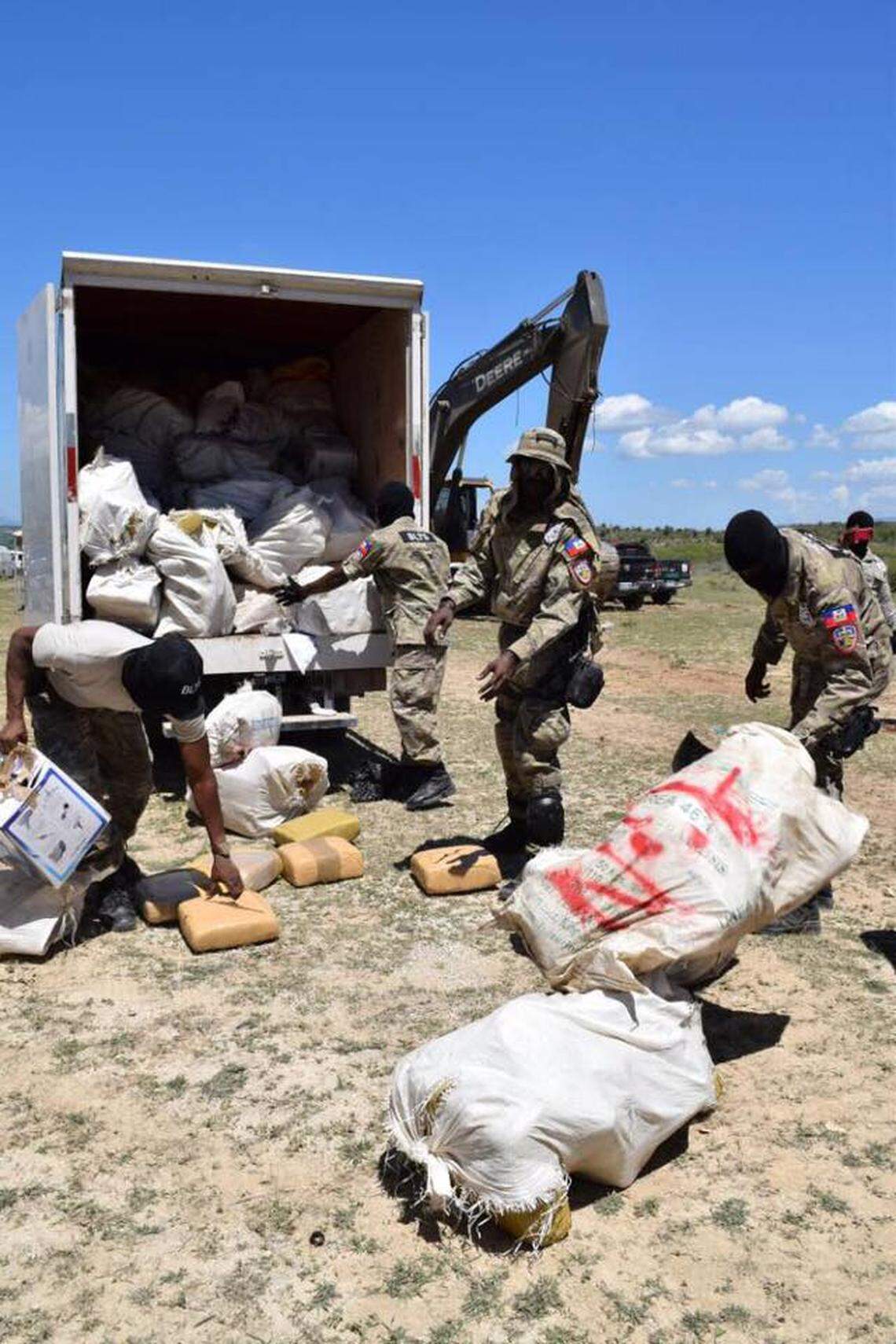 Haiti’s anti-drug brigade, known as the BLTS, prepares to destroy loads of marijuana and cocaine in 2017.