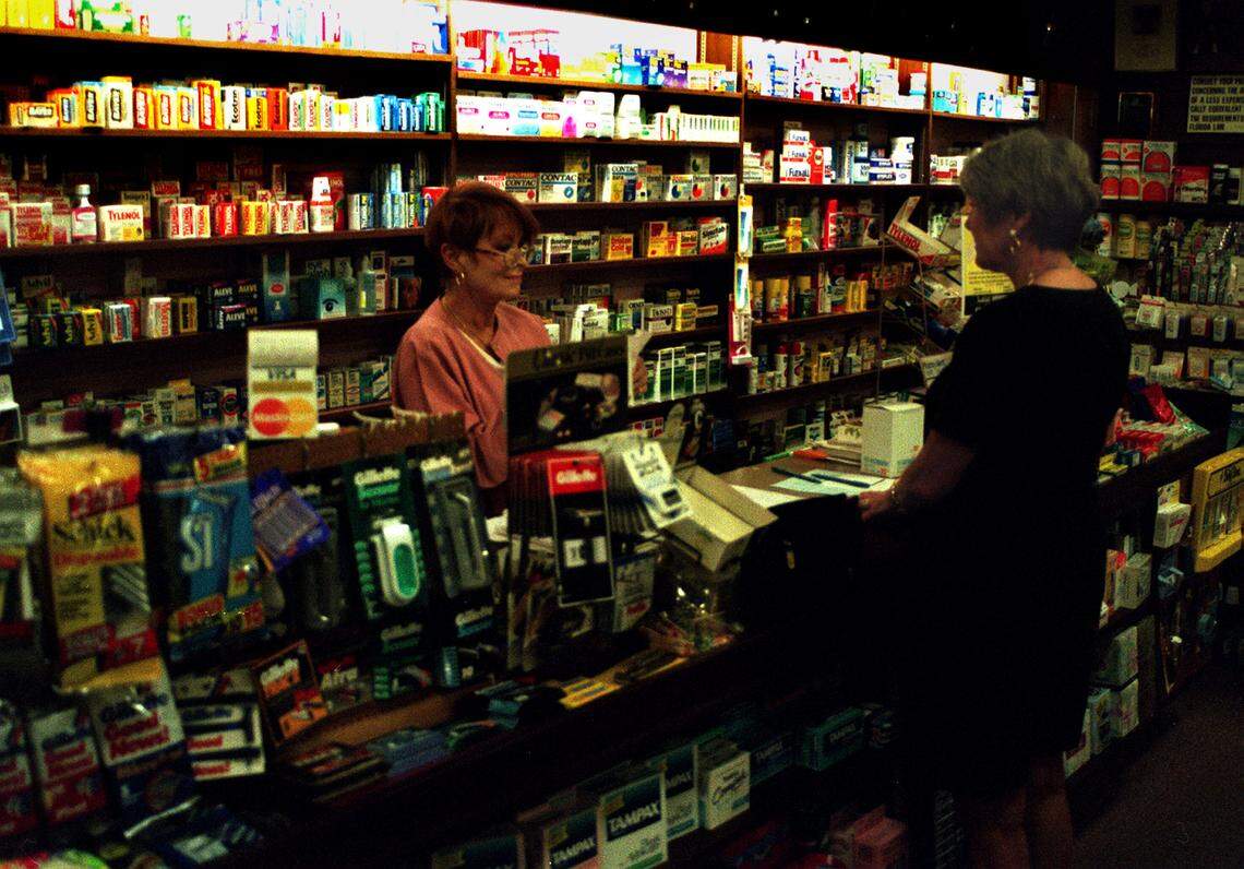 Carol Vordermeier works the counter at the Las Olas Chemist in Fort Lauderdale.