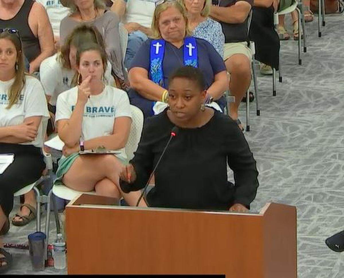 Berbeth Foster, senior staff attorney at the Community Justice Project, speaks to the Key West City Commission during a July 8, 2025, meeting regarding an agreement with U.S. Immigration and Customs Enforcement.
