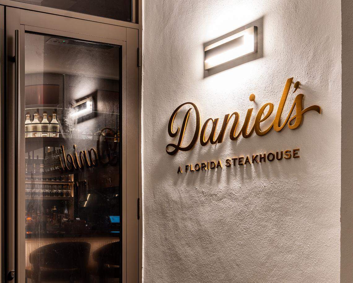 The entrance of Daniel’s, a new steakhouse on Federal Highway in Fort Lauderdale.