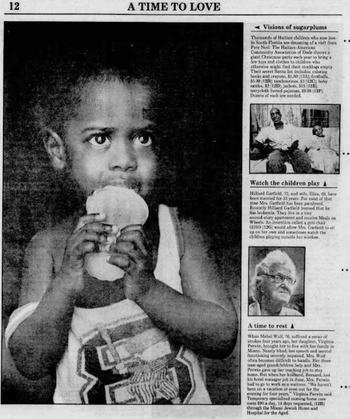 A page from the first Miami Herald Wish Book publication on Sunday, Nov. 28, 1982.