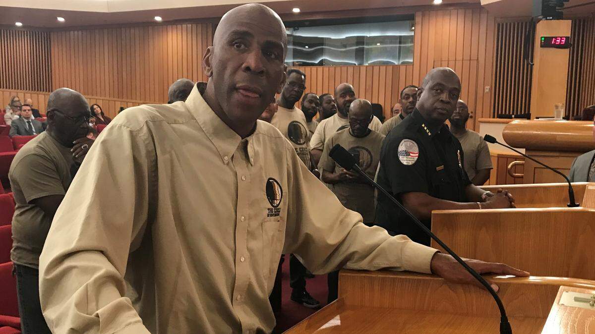 Lyle Grandison, executive director of the Circle of Brotherhood, asks Miami-Dade commissioners for more anti-violence funding during the board’s first of two budget hearings on Thursday, Sept. 6, 2018.