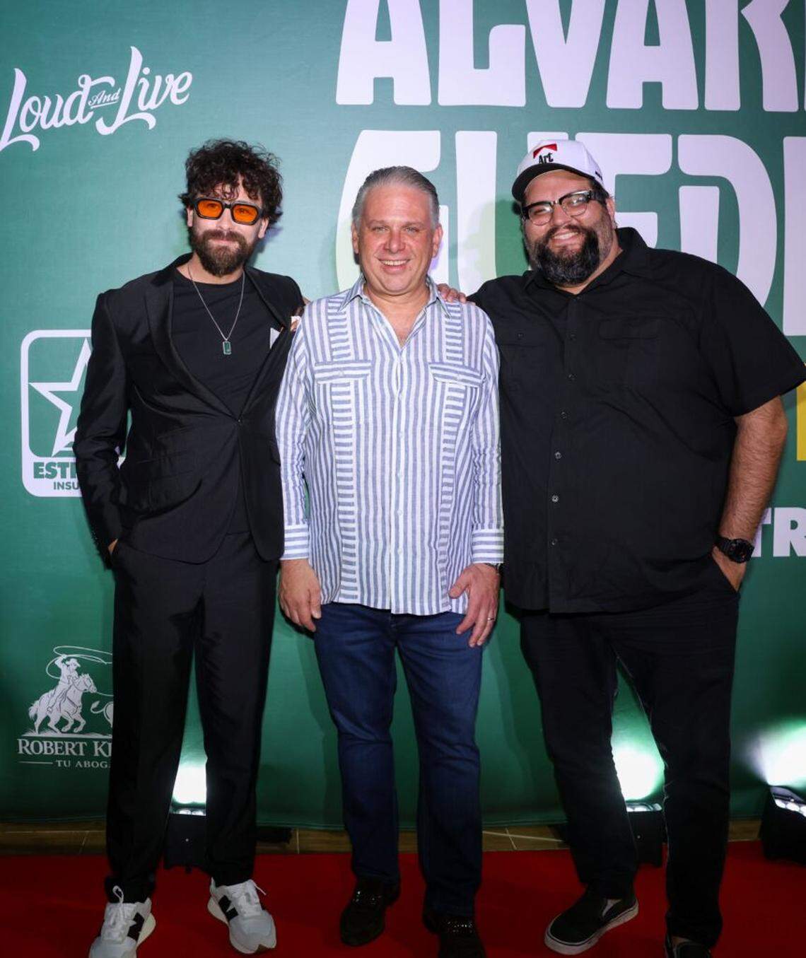 Hector Medina, left, co-writer and co-director, Nelson Albareda, co-producer, co-writer and co-director, and Robby Ramos, co-writer and co-director, of “Muerto de Risa – El Último Show de Álvarez Guedes.”