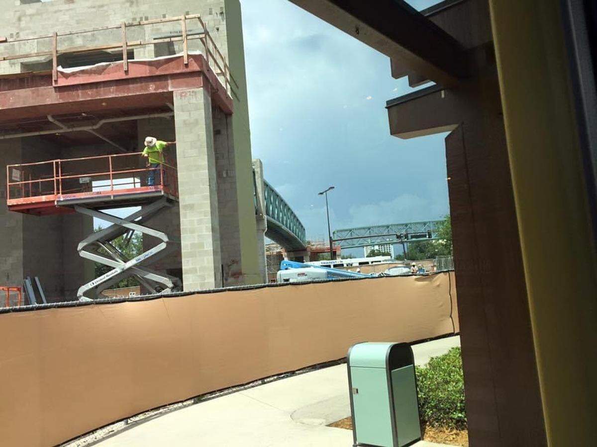 A pedestrian bridge under construction several years ago in Lake Buena Vista.