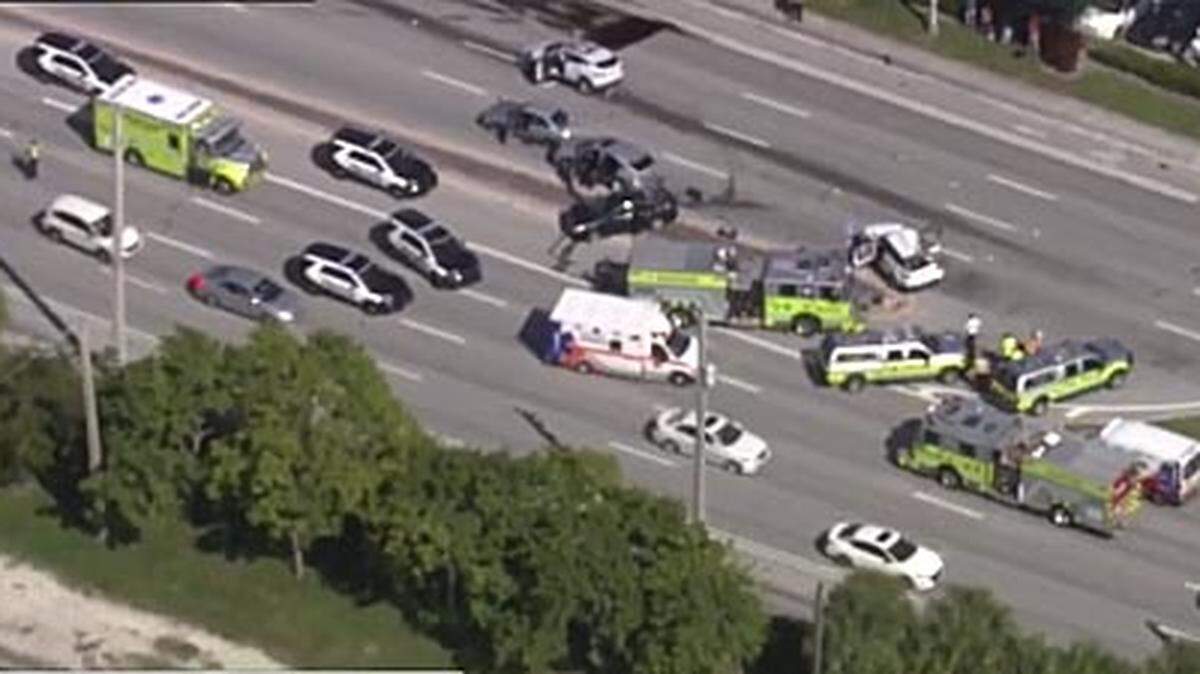 Nine people were injured in a six-car crash near FIU on Biscayne Boulevard Thursday afternoon. 
