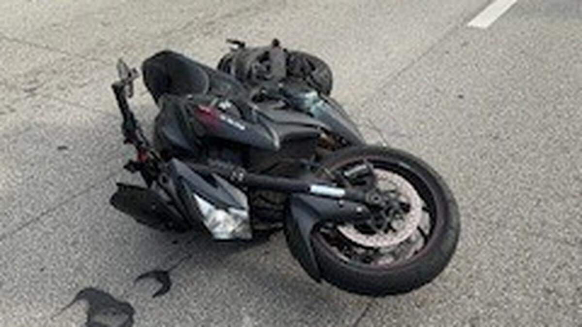 Avraham Y. Gil, 19, was riding this motorcycle when he hit a police officer in Sunny Isle Beach, Florida, during a traffic stop on Saturday, Jan. 27, 2024, police said.