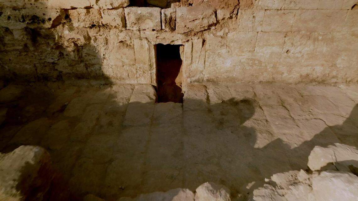 The entrance to the burial cave as seen from the courtyard.