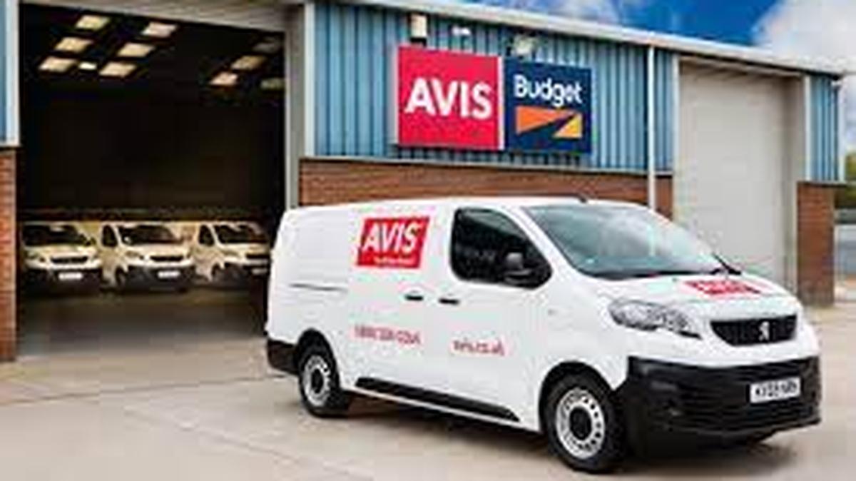 An Avis rental van.