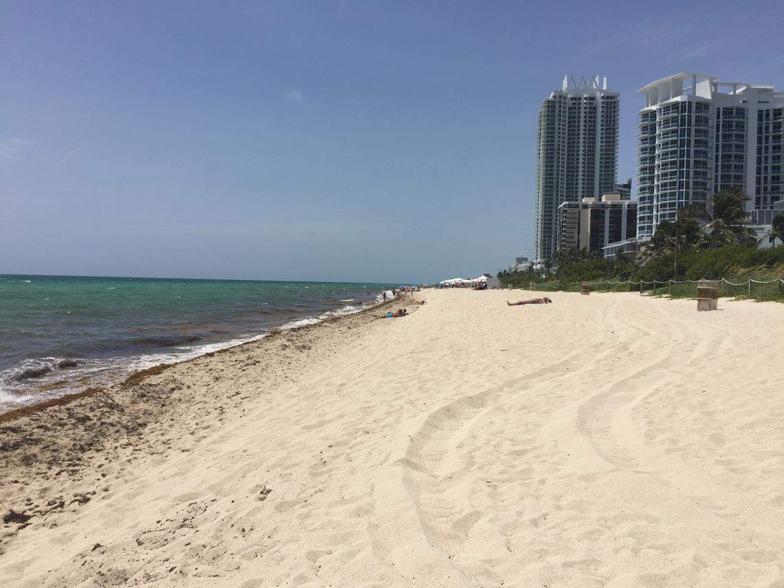A section of the beach between 66th Street and 68th Street, where sand erosion caused by Hurricane Irma and winter storms created a slope.