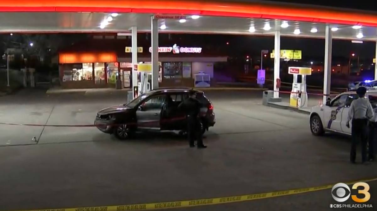 A man was shot twice and run over by a U-Haul truck at a gas station in Philadelphia, Pennsylvania, police say.