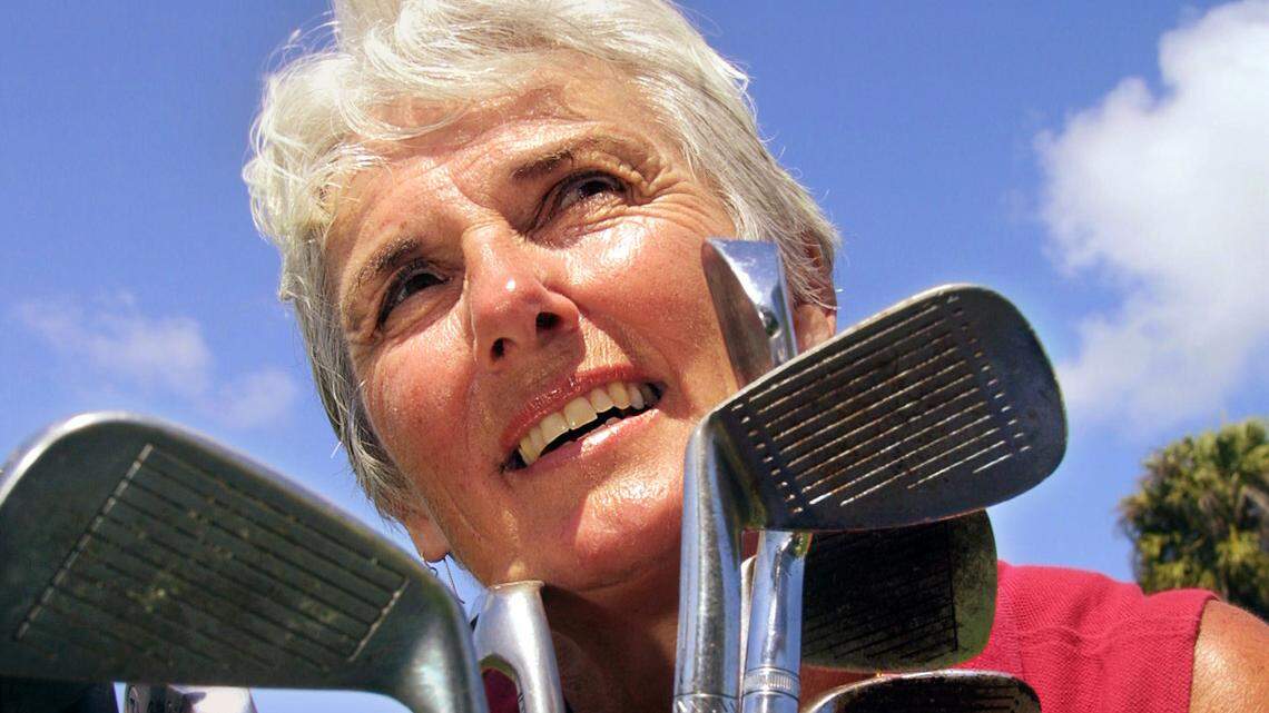 05/09/02 -- MARSHA HALPER/HERALD STAFF -- Fort Lauderdale -- BROWARD -- Judy Eller Street, 61, will compete Wednesday on the Barry University Golf Team in Division 2 of the NCAA (National Collegiate Athletic Association) tournament. She golfed for the University of Miami in the late 1950s, winning the NCAA title in 1959. More than 40 years later, she’s back in college golf. She was photographed Friday, May 10 at American Golfers Club in Fort Lauderdale, holding a “bouquet” of clubs. (1 OF 7 PHOTOS) for S.Miller Degnan story.