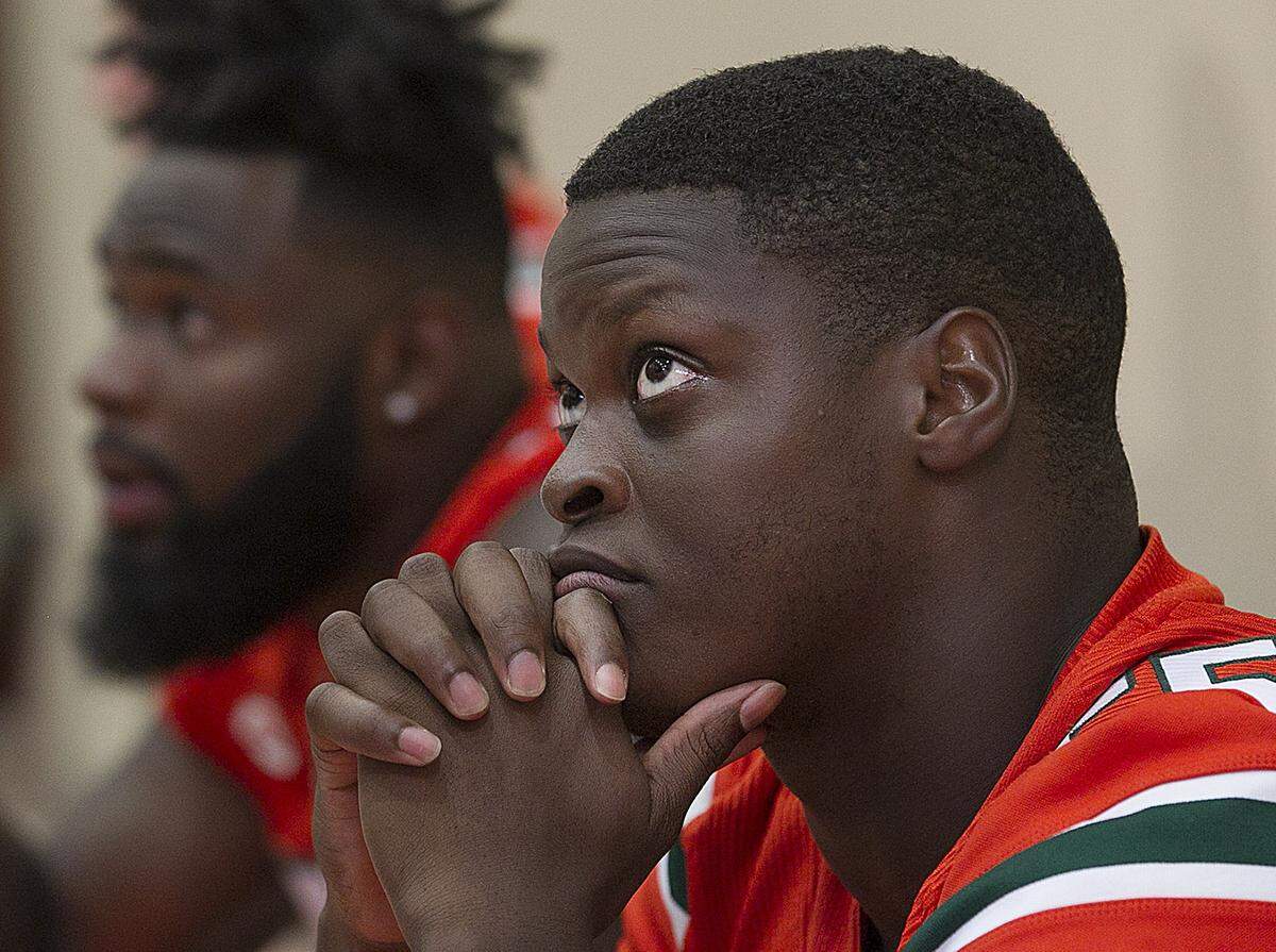 University of Miami linebacker Shaquille Quarterman chats with the media during Media Day at the University of Miami Newman Alumni Center on Monday, August 13, 2018.