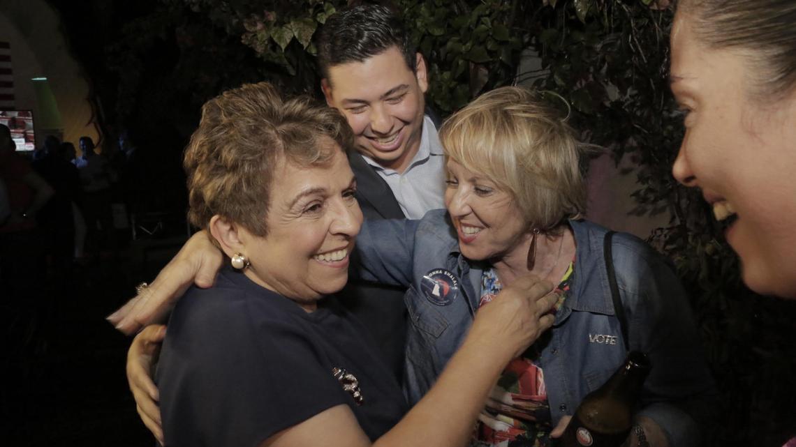 Donna Shalala greets supporters at a watch party held at Ball & Chain in Little Havana.