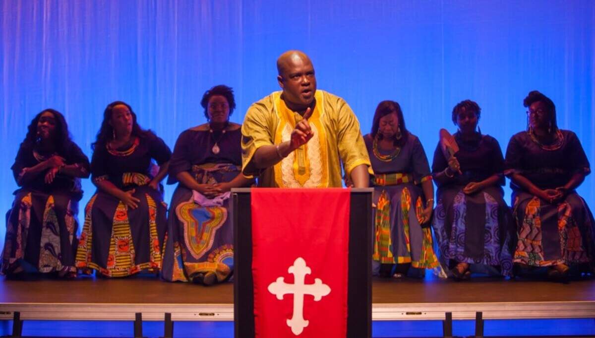 Ray Lockhart retells the story of the prodigal son in M Ensemble’s “God’s Trombones.”