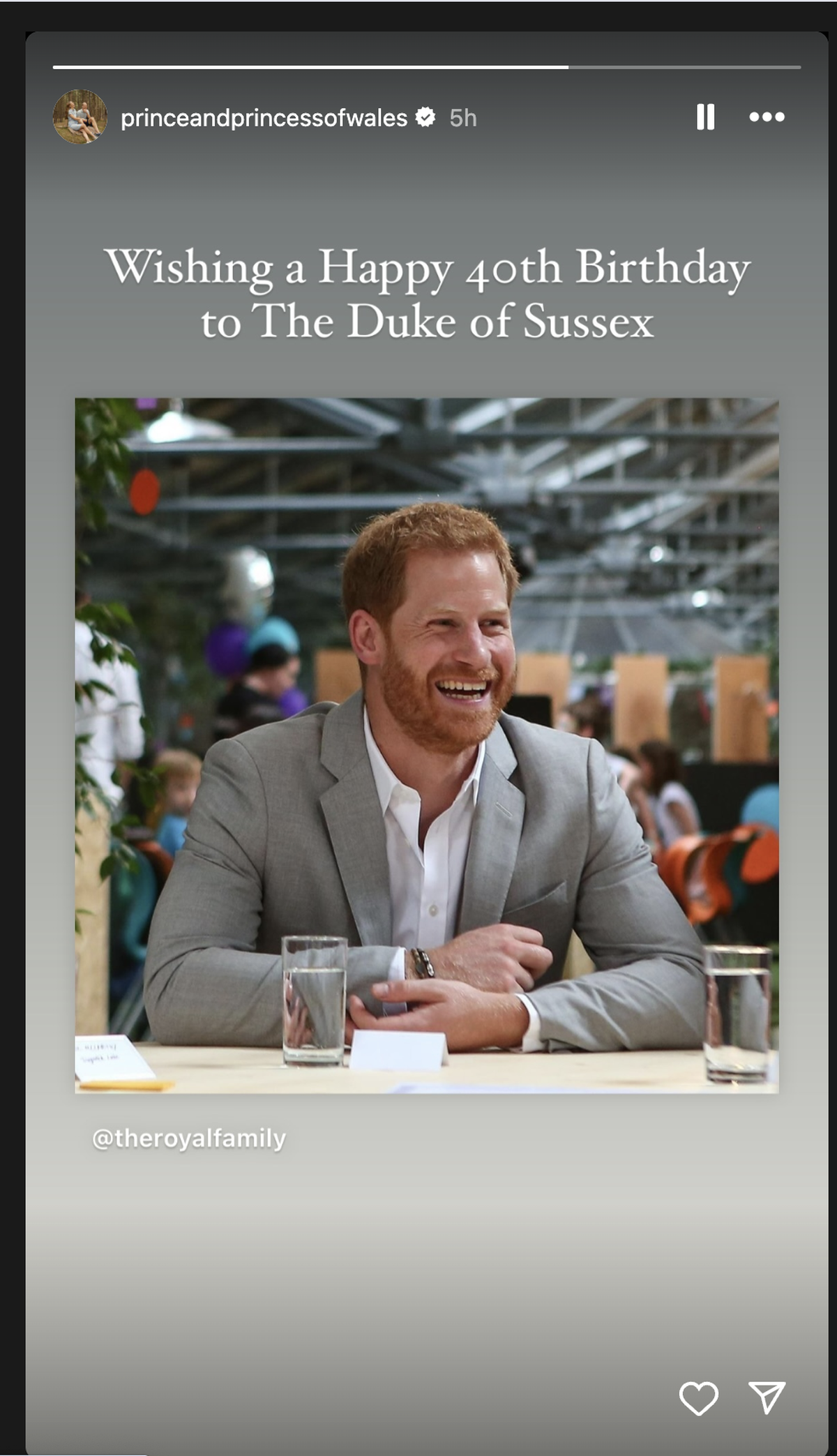The Prince and Princess of Wales surprising wish Prince Harry a happy 40th birthday.