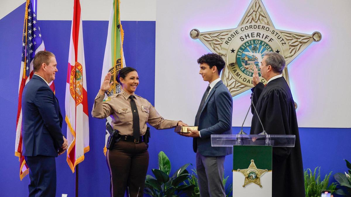 Miami-Dade County Sheriff Rosie Cordero-Stutz takes the oath of office on Jan. 7, 2025.