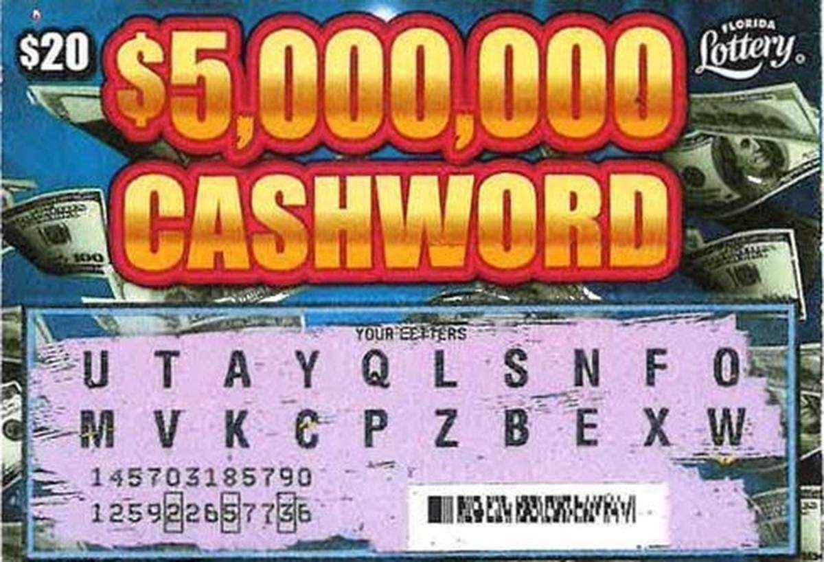The top of a Florida Lottery CASHWORD ticket.