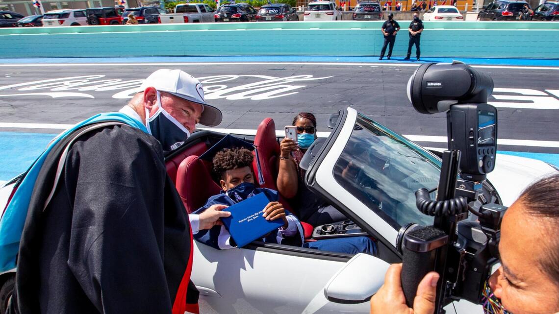 Columbus just held graduation at Homestead-Miami Speedway. The principal has COVID-19