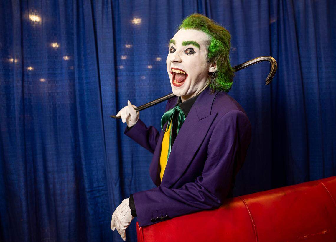 Nicholas Nino cosplays as the Joker from Batman.