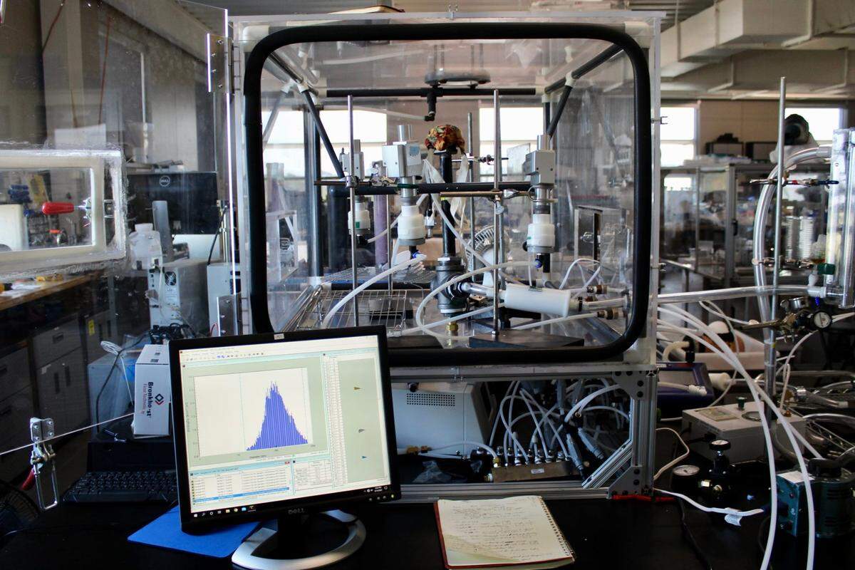 Researchers at Colorado State University use this chamber to test how well masks and respirators filter out particles from the air.