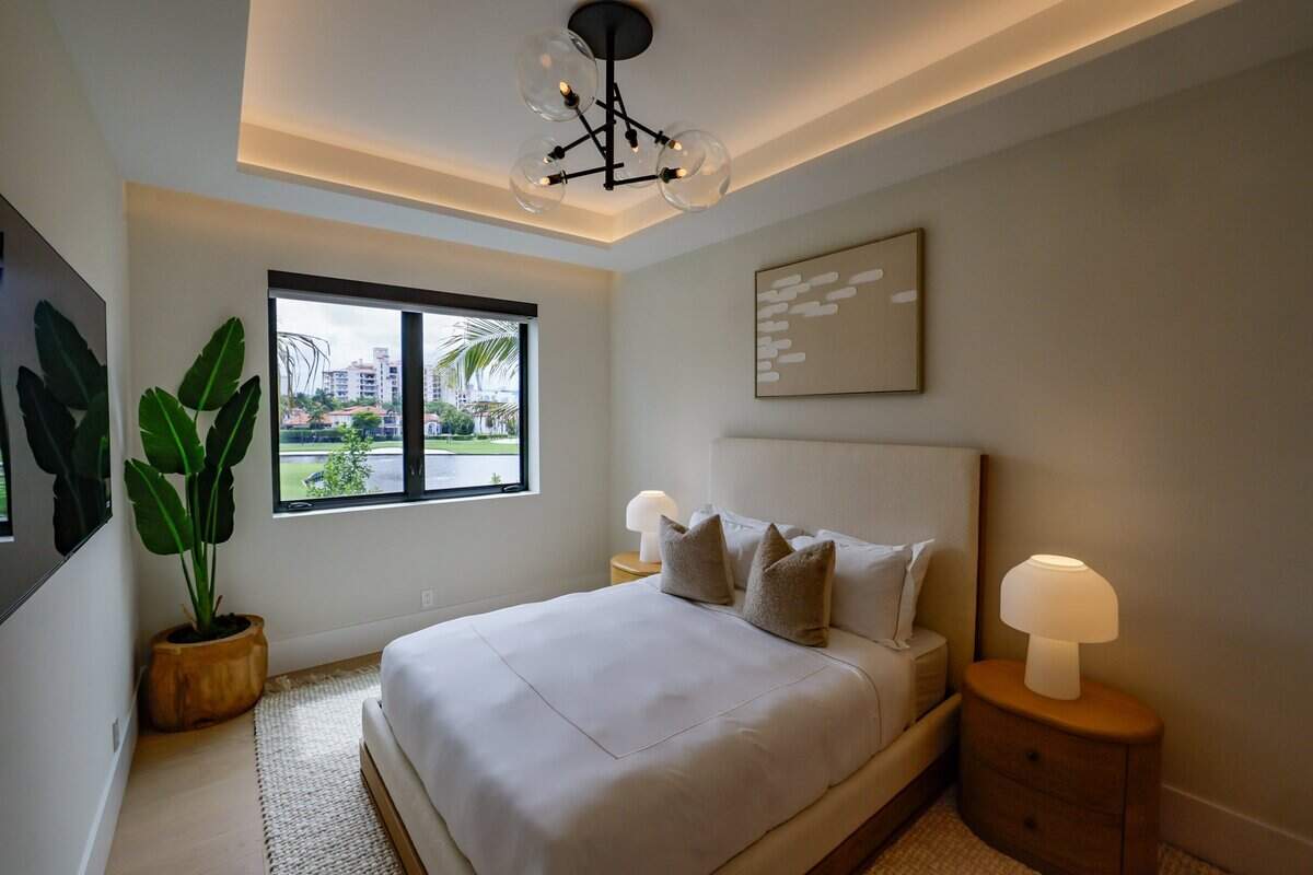 A guest room inside The Mansions, an exclusive 2.5-acre enclave of newly built, freestanding mansions on Fisher Island on Miami Beach, Florida, on Wednesday, June 10, 2026.