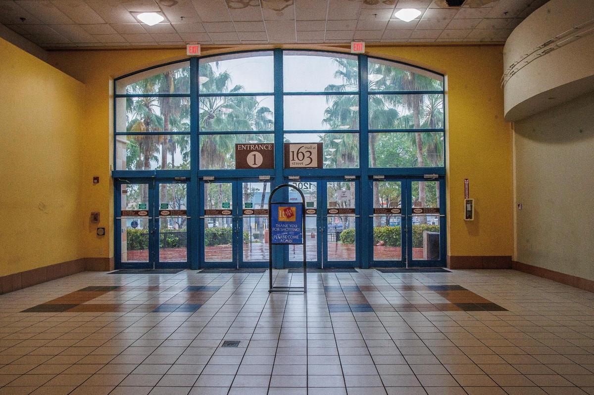 One of the entrances at The Mall at 163rd Street near North Miami Beach on a rainy March 22, 2024.