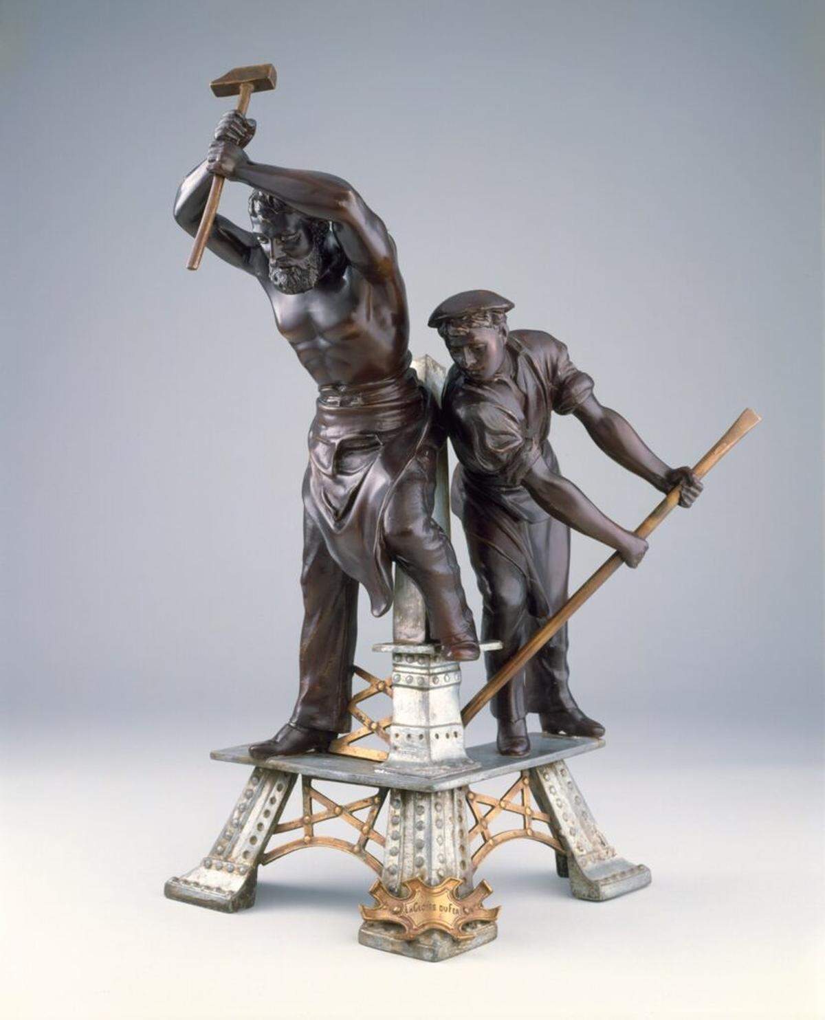 Sculpture, “La Gloire du fer (The Glory of Iron), c. 1889 Arthur Waagen (French, b. East Prussia, now Lithuania, 1833–1898)Bronze, tin, brass.