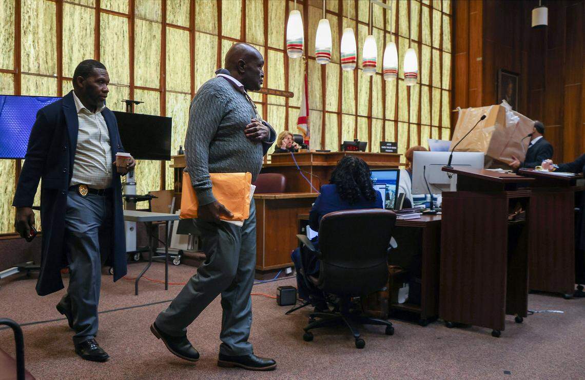 Harrel Braddy, convicted of leaving a 5-year-old girl in the Everglades in 1998, appears in court Tuesday, Jan. 20, 2026, for his resentencing trial in Courtroom 4-1 at the Richard E. Gerstein Justice Building in Miami, Florida. 
