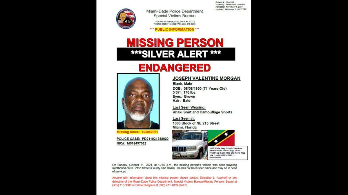 Joseph Morgan, de 71 años, desapareció el 30 de octubre. Morgan y su esposa, que vivían en el sur de la Florida desde hacía décadas, acababan de jubilarse y vivían en una casa que habían construido en St. Kitts. Su cuerpo fue recuperado de un coche en un canal la semana pasada.
