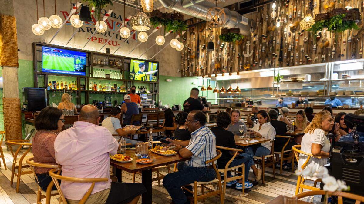 Diners at the new Manta Nikkei restaurant in Wynwood, which serves Japanese-Peruvian cuisine.