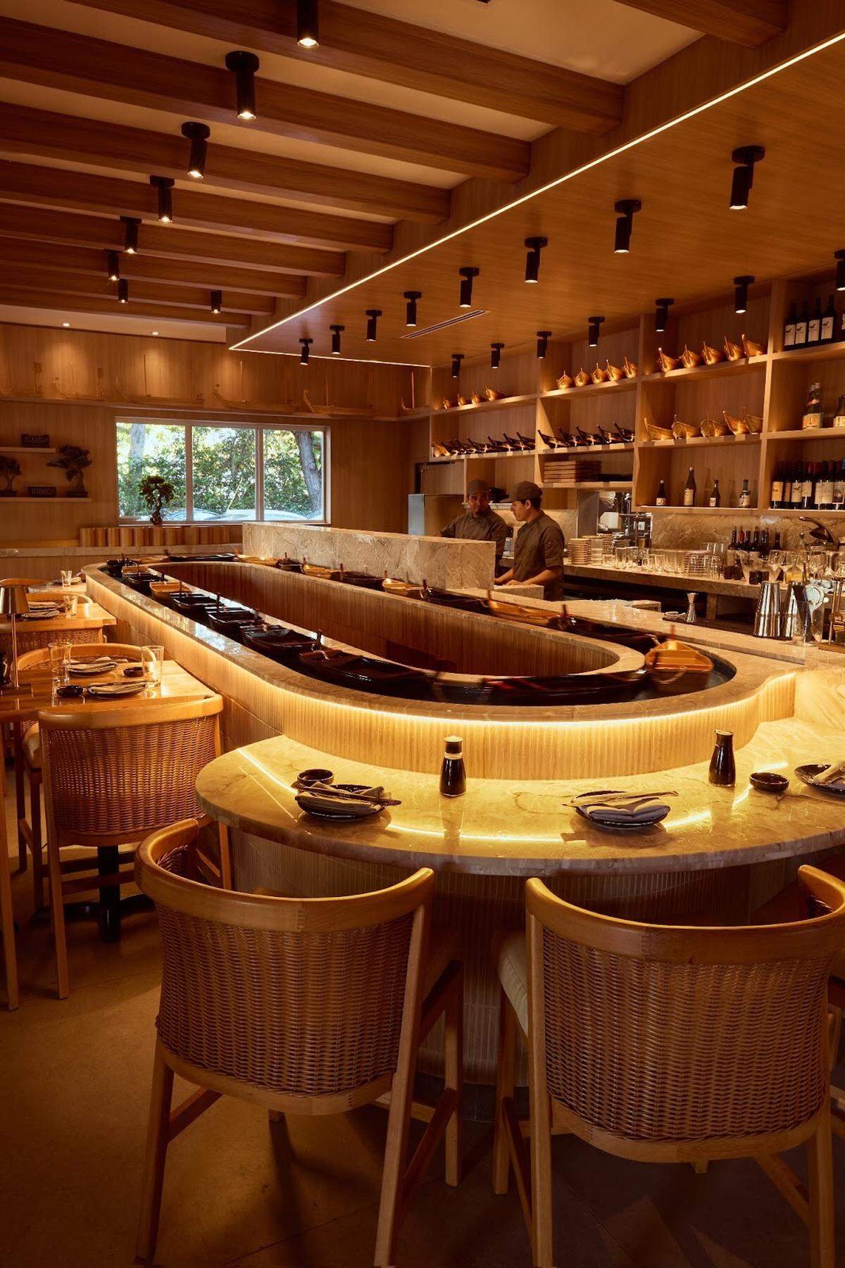 The sushi river at Tokyo Tuna counter in South Miami.