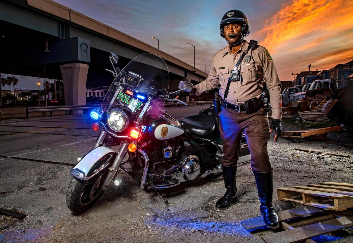 John Alexander, Jr. , motorcycle unit officer, Miami-Dade Police Department Special Patrol Bureau.