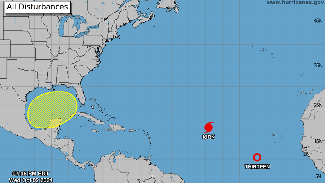 The disturbance in the Caribbean could form a tropical depression in the Gulf of Mexico in the next week.