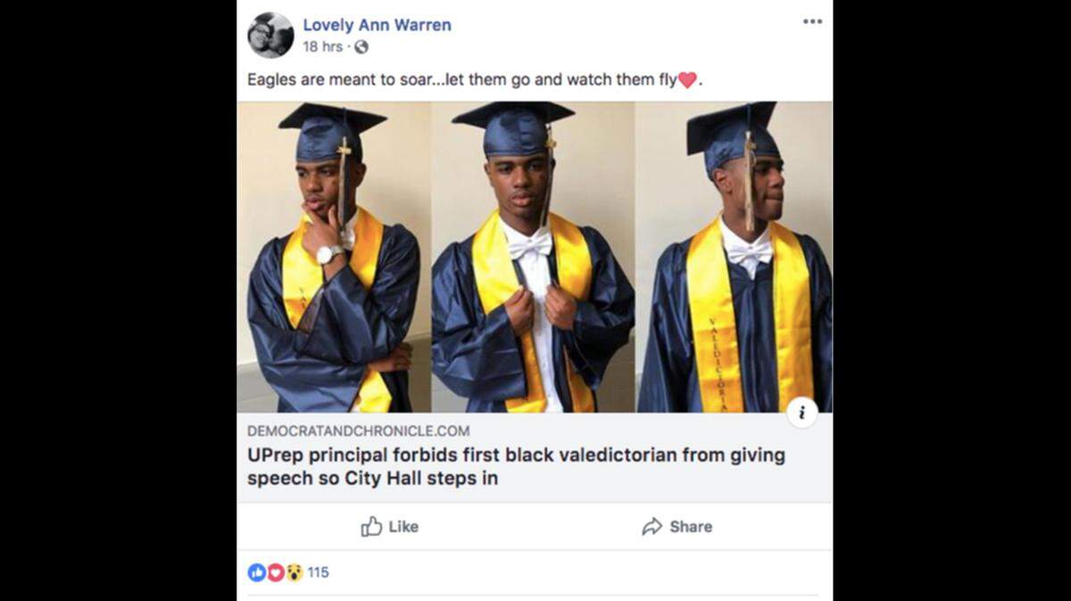 Jaisaan Lovett gave his UPrep valedictory speech at City Hall, instead of his graduation ceremony, after the school wouldn't allow him to speak.