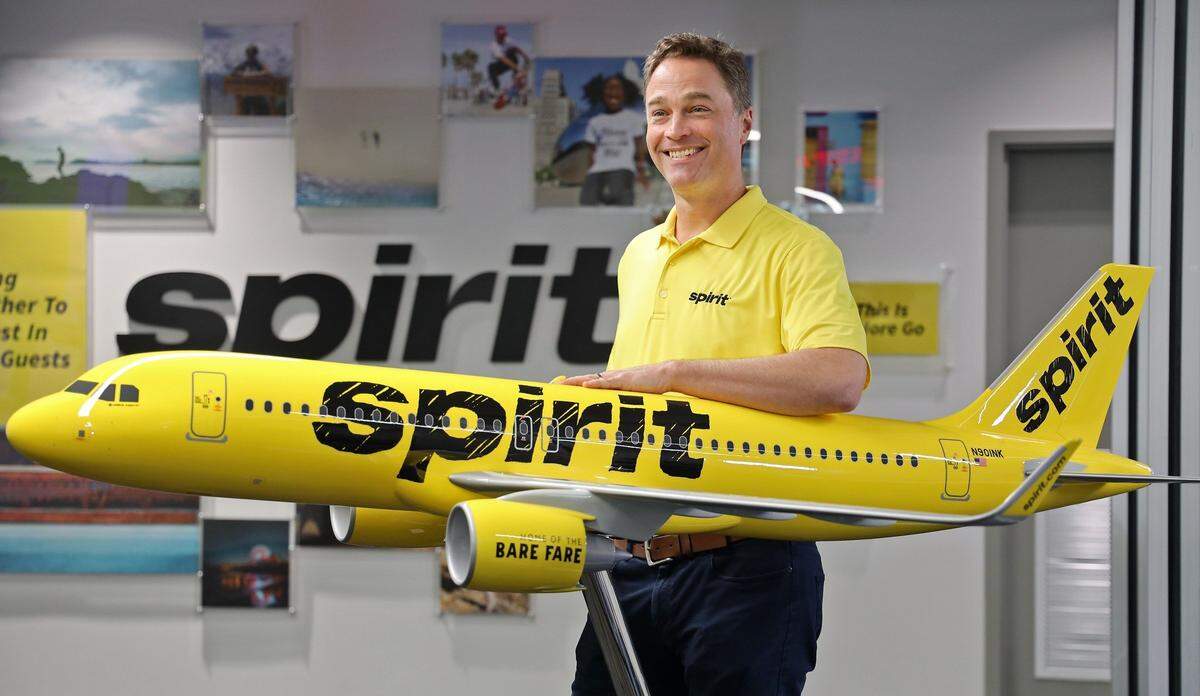 On Thursday, February 7, 2019 Ted Christie, president and CEO of Spirit Airlines, is photographed at the company’s corporate headquarters. Spirit has turned around its departure and arrivals time rankings from the bottom to near the top.