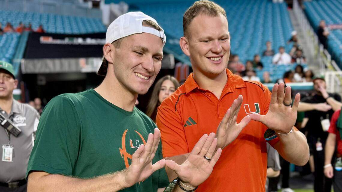 Watch Panthers stars Matthew and Brady Tkachuk hype up Miami Hurricanes crowd