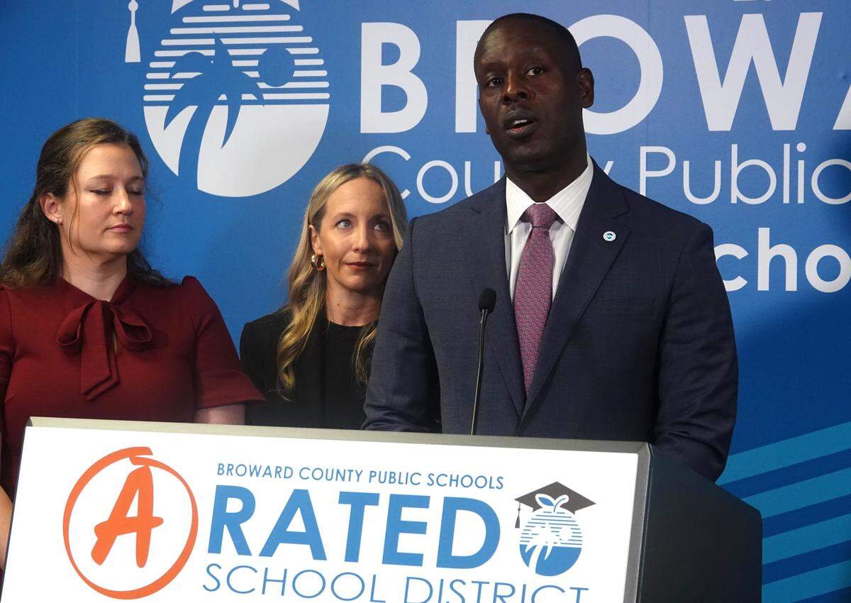 Broward County Schools Superintendent Howard Hepburn speaks during a news conference at the Kathleen C. Wright Administration Center in Fort Lauderdale, Tuesday, Jan. 13, 2026. 
