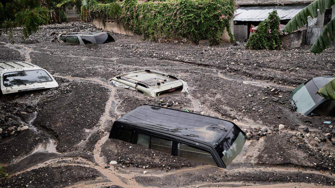 Cars are submerged in mudin Petit-Goave, Haiti.f ollowing Hurricane Melissa’s torrential rains. Cars are submerged in mudin Petit-Goave, Haiti.f ollowing Hurricane Melissa’s torrential rains.
