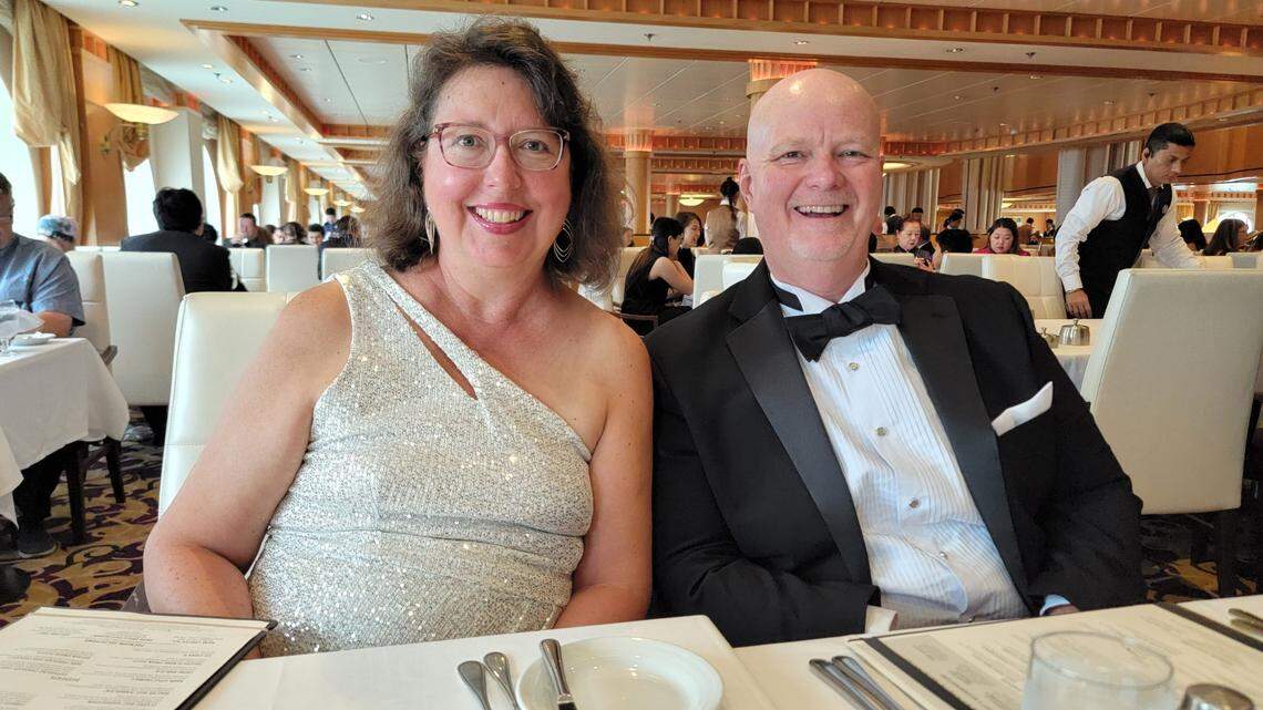 Mike and Nancy Jacobs, of Grand Rapids, Michigan, shown here on an earlier cruise, will be going on Royal Caribbean’s first world cruise. The 274-day voyage will leave PortMiami on Dec. 10.