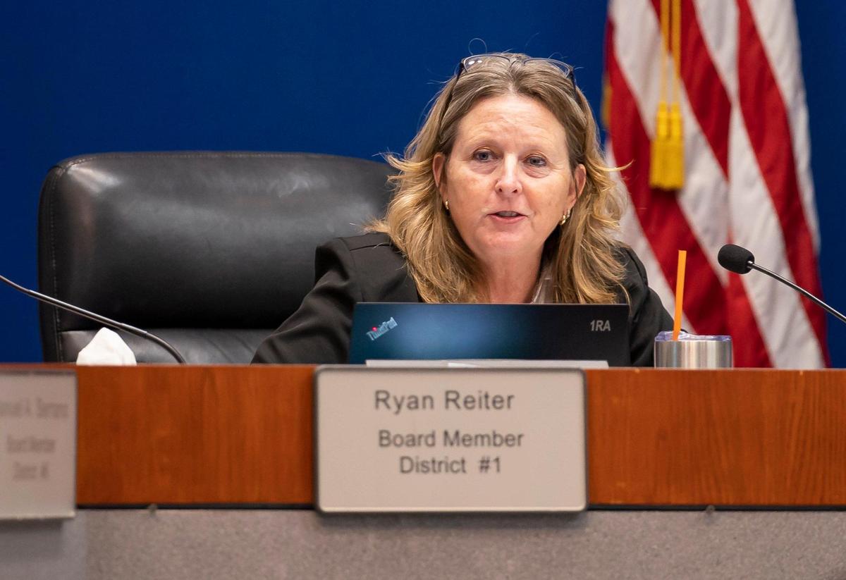 Broward County School Board member Debra A. Hixon speaks during a meeting at the Kathleen C. Wright Administration Center on Monday, Nov. 14, 2022, in Fort Lauderdale, Fla. She was elected vice chair of the board on Tuesday, Nov. 22, 2022.