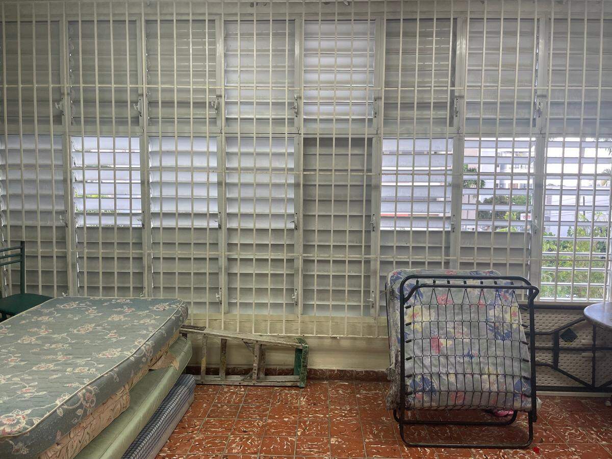 Part of the dormitory where Haitian migrants are staying at San Mateo de Cangrejos Church in Santurce, Puerto Rico.